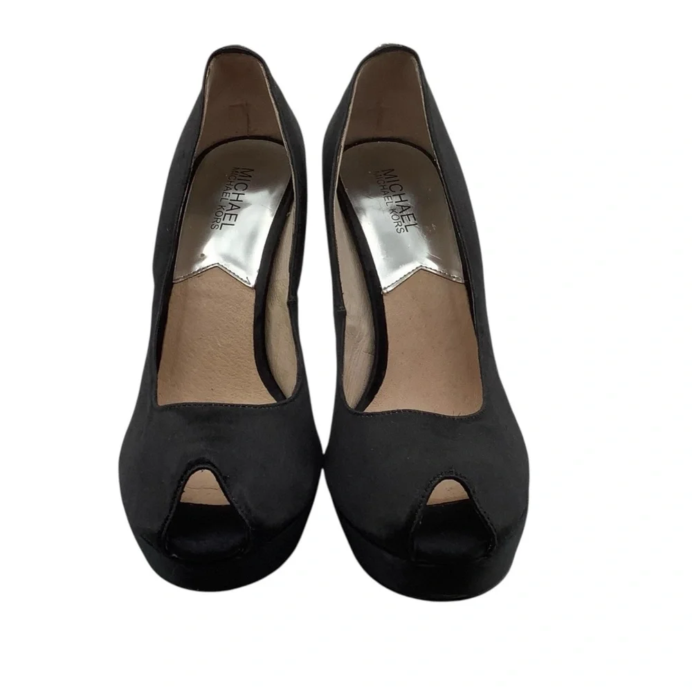 Michael Kors Y2K Black satin fabric‎ stones Heels size 9B - Picture 3 of 8